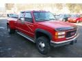 1997 Victory Red GMC Sierra 3500 SLE Extended Cab 4x4 Dually  photo #12