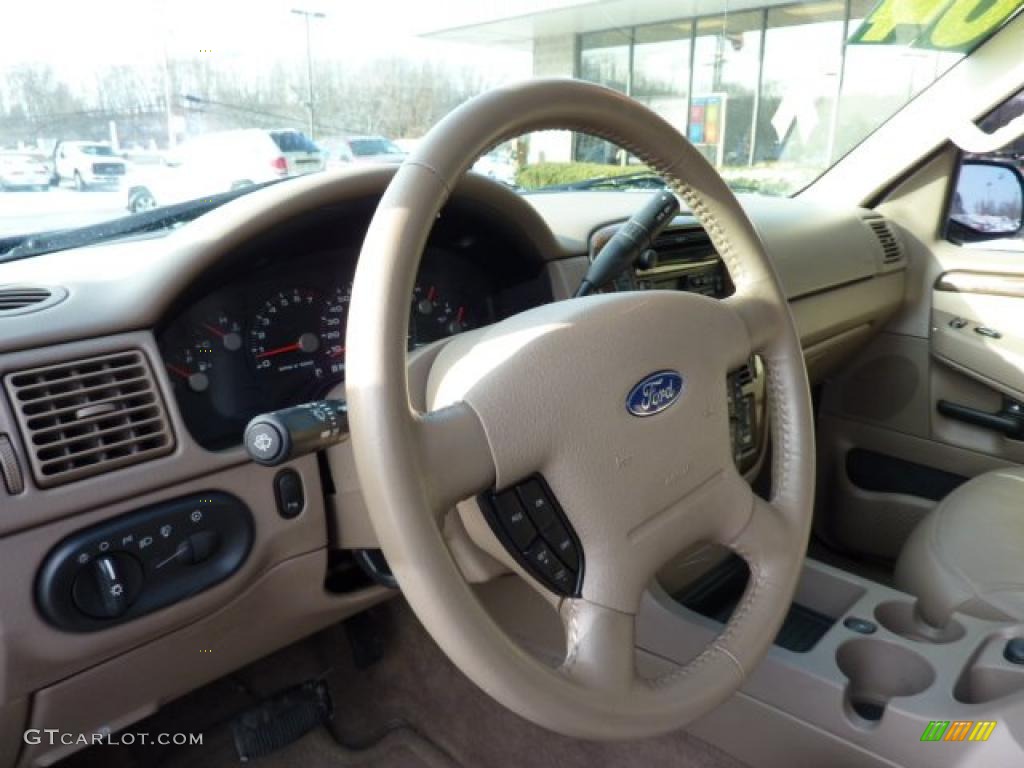 2004 Ford Explorer Eddie Bauer 4x4 Medium Parchment Steering Wheel Photo #41479055