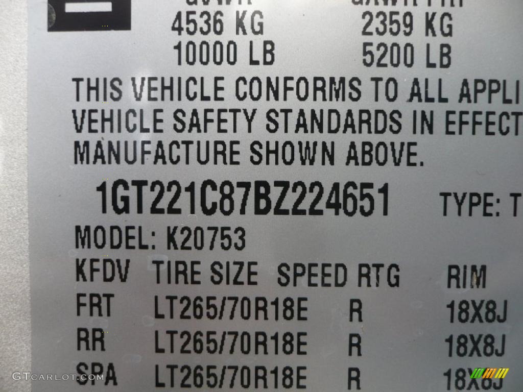 2011 GMC Sierra 2500HD SLT Extended Cab 4x4 Info Tag Photos