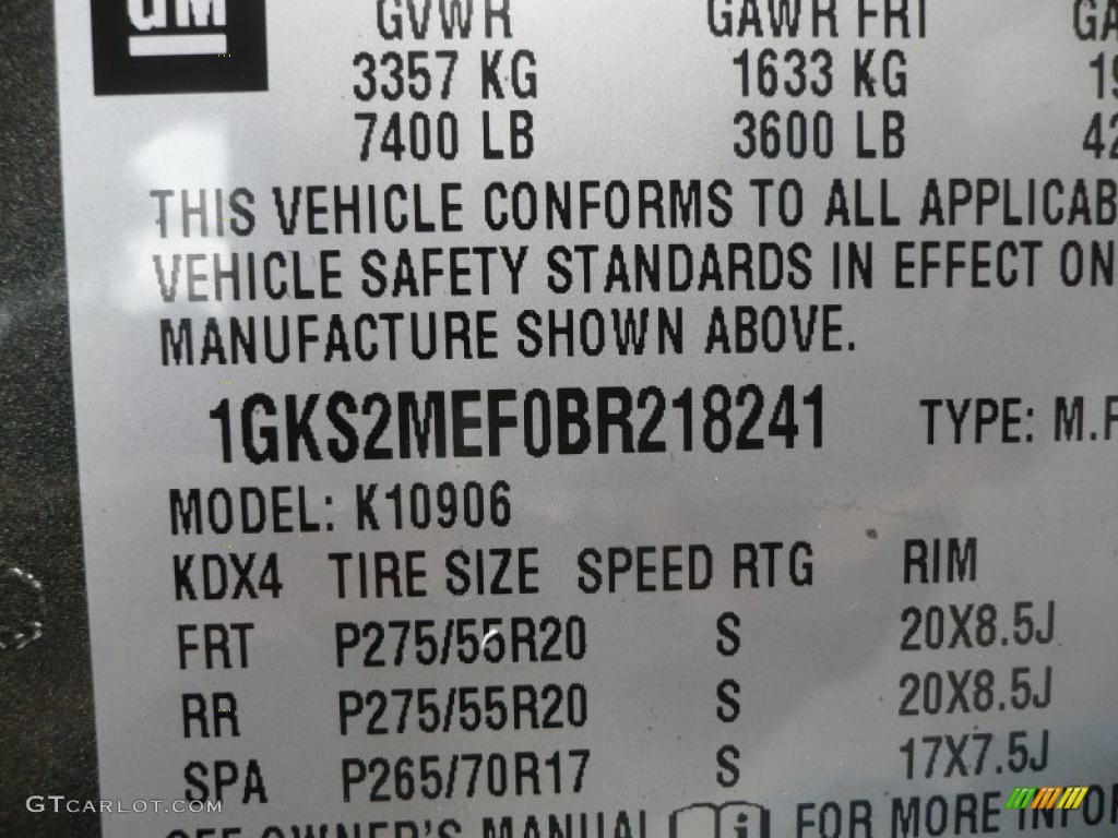 2011 GMC Yukon XL Denali AWD Info Tag Photo #41491871