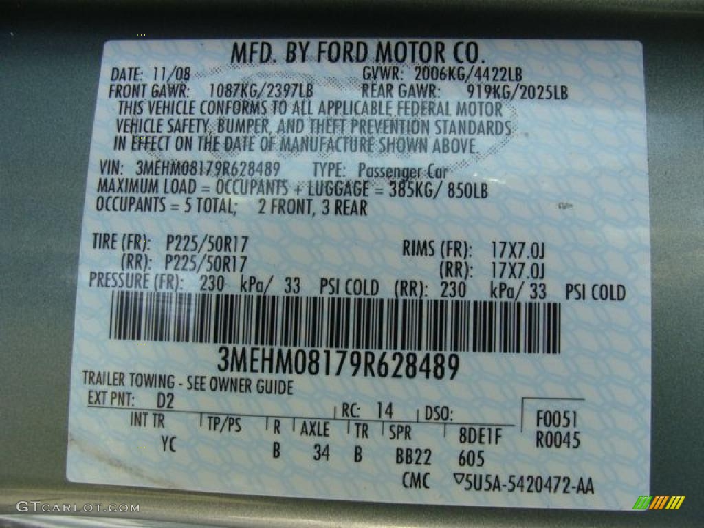 2009 Milan Color Code D2 for Moss Metallic Photo #41493855