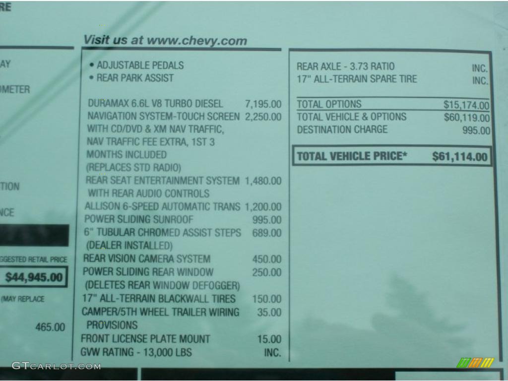 2011 Chevrolet Silverado 3500HD LTZ Crew Cab 4x4 Dually Window Sticker Photo #41497286