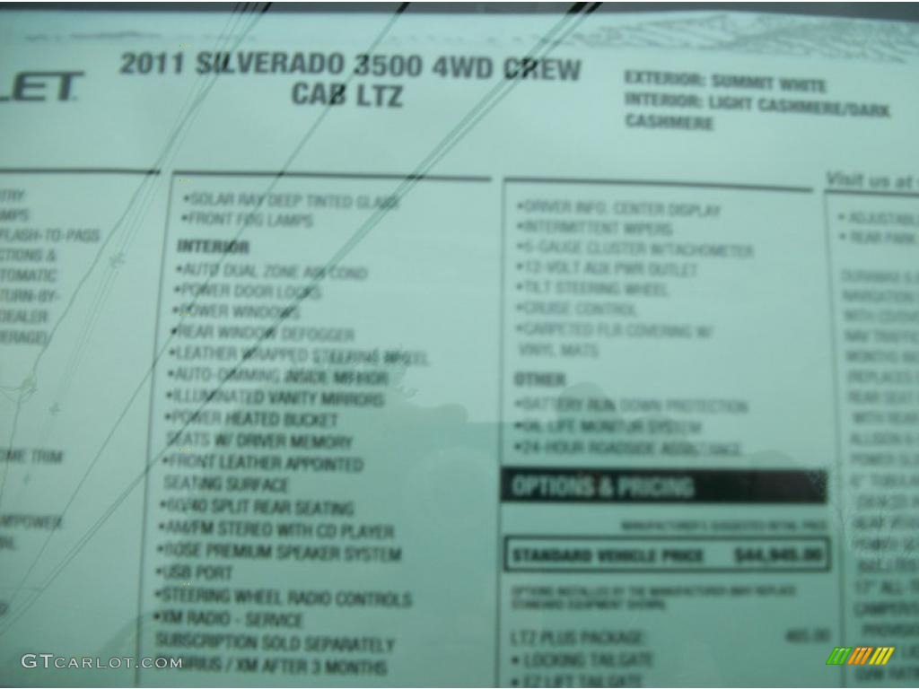 2011 Chevrolet Silverado 3500HD LTZ Crew Cab 4x4 Dually Window Sticker Photo #41497390