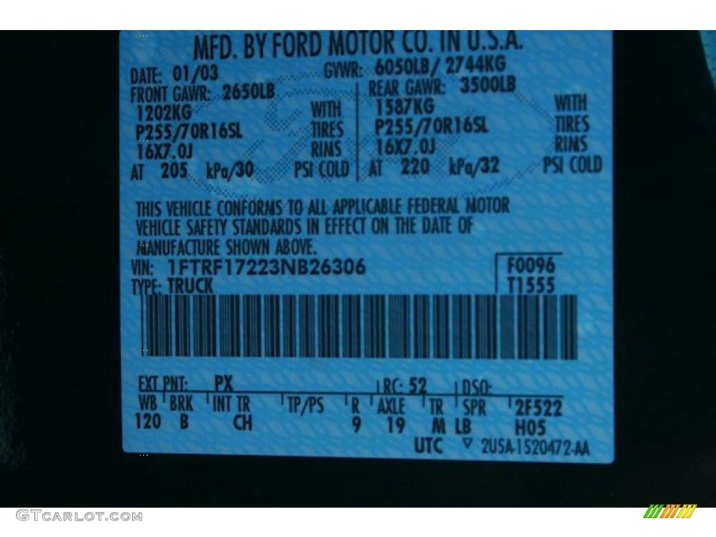 2003 F150 Color Code PX for Dark Highland Green Metallic Photo #41497434