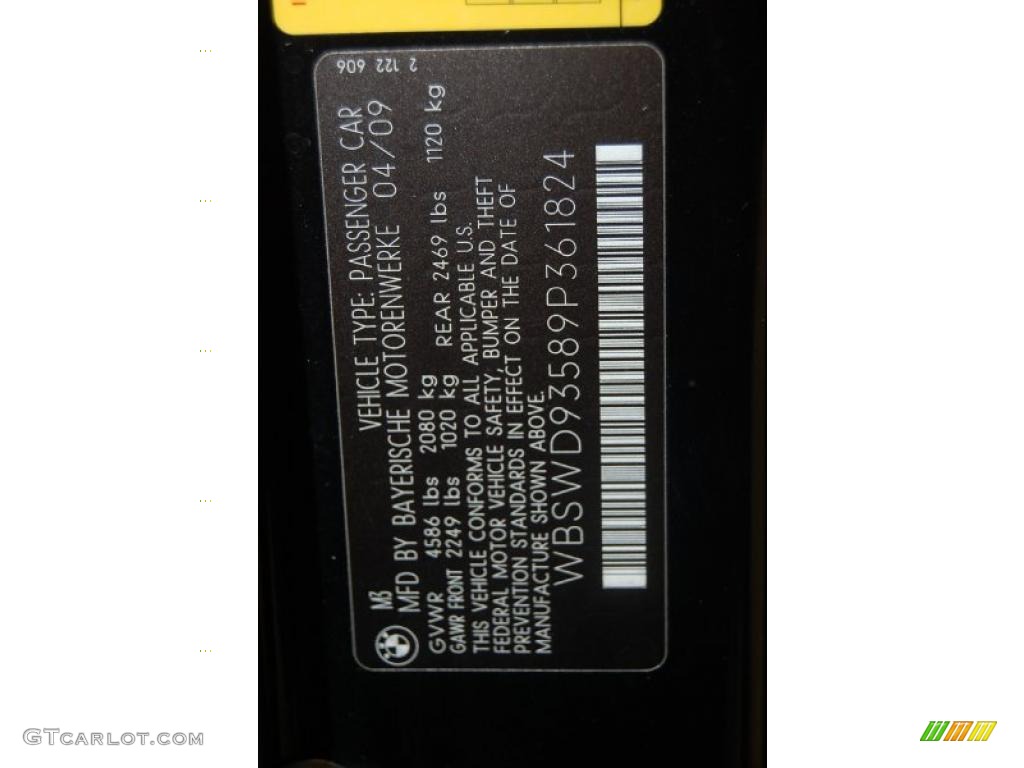 2009 BMW M3 Coupe Info Tag Photo #41499746