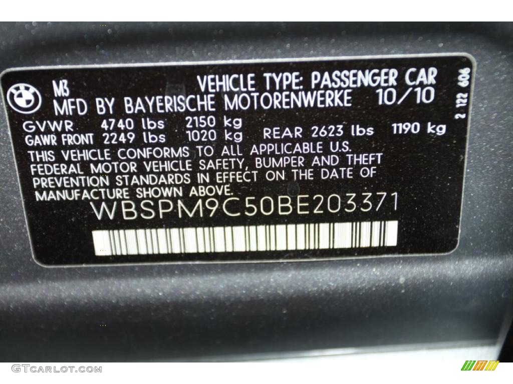 2011 BMW M3 Sedan Info Tag Photo #41501198