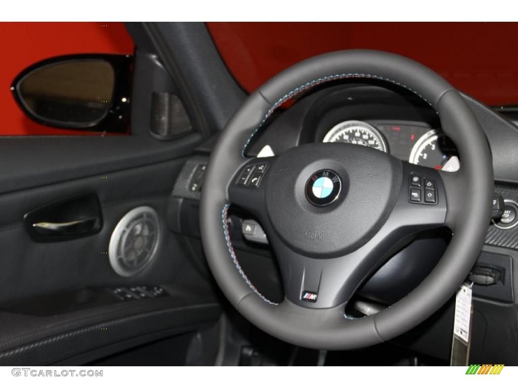 2011 BMW M3 Sedan Black Novillo Leather Steering Wheel Photo #41501236