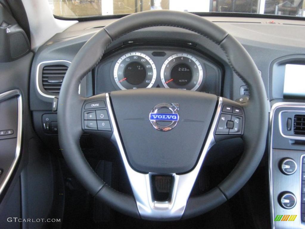 2011 Volvo S60 T6 AWD Off Black/Anthracite Steering Wheel Photo #41501742