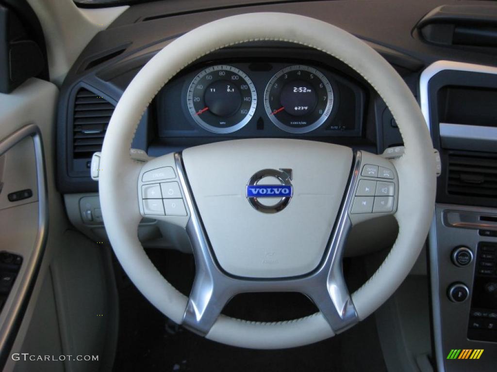 2011 Volvo XC60 T6 AWD Sandstone Beige Steering Wheel Photo #41502562
