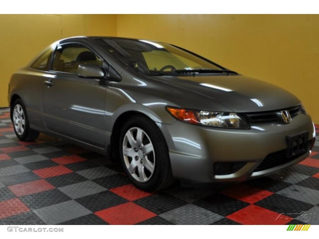 2007 Civic LX Coupe - Galaxy Gray Metallic / Gray photo #1
