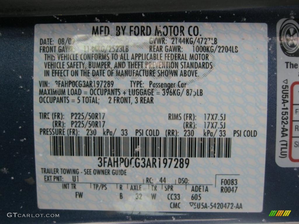 2010 Fusion SEL V6 AWD - Sport Blue Metallic / Charcoal Black photo #29