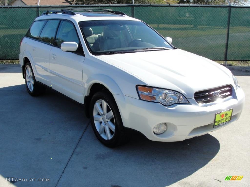 2006 Outback 2.5i Limited Wagon - Satin White Pearl / Taupe photo #1