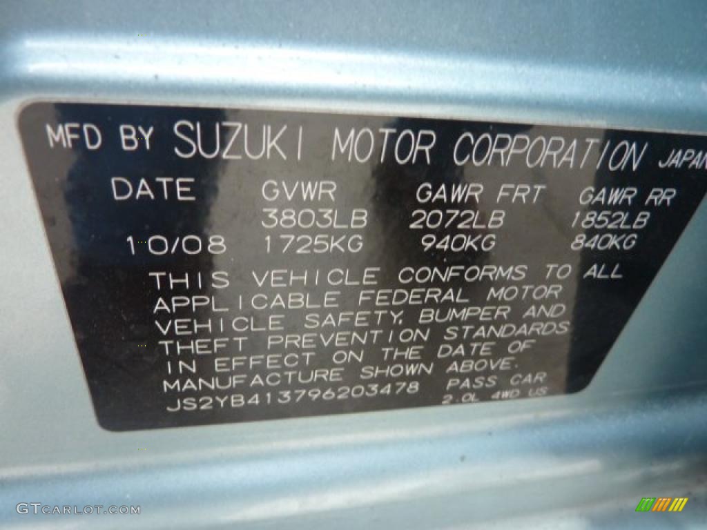 2009 Suzuki SX4 Crossover Touring AWD Info Tag Photos