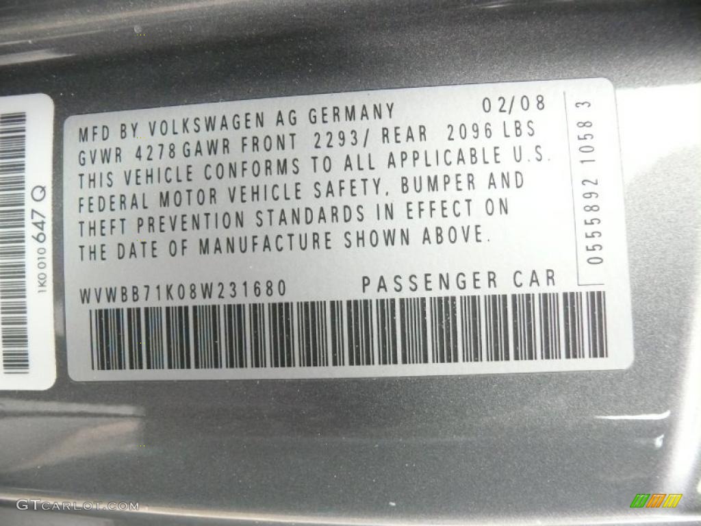 2008 Volkswagen Rabbit 2 Door Info Tag Photo #41531137