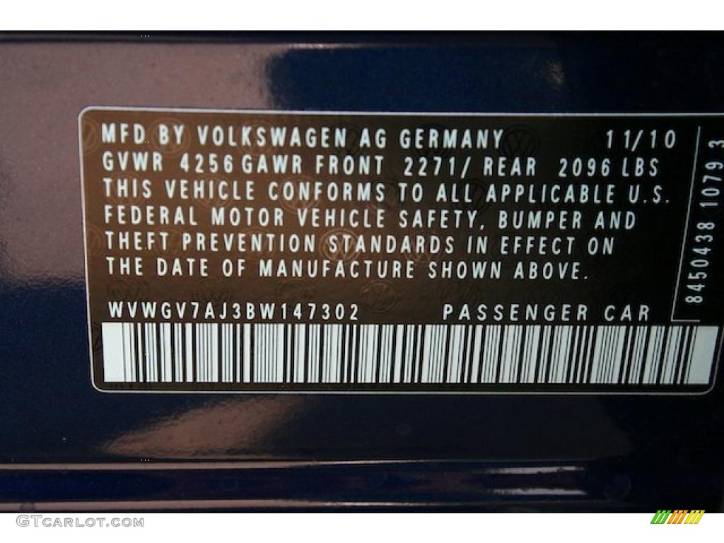 2011 Volkswagen GTI 4 Door Info Tag Photo #41532885
