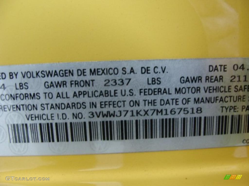 2007 Volkswagen Jetta GLI Fahrenheit Edition Sedan Info Tag Photo #41535260