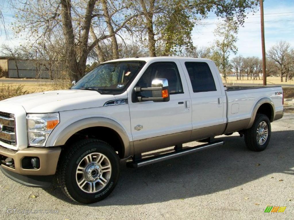 2011 F350 Super Duty King Ranch Crew Cab 4x4 - White Platinum Tri-Coat Metallic / Chaparral Leather photo #1