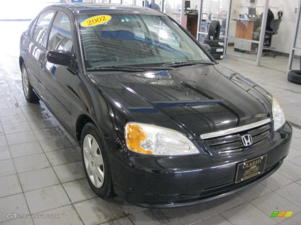 2002 Nighthawk Black Pearl Honda Civic EX Sedan 41534600 Photo 1