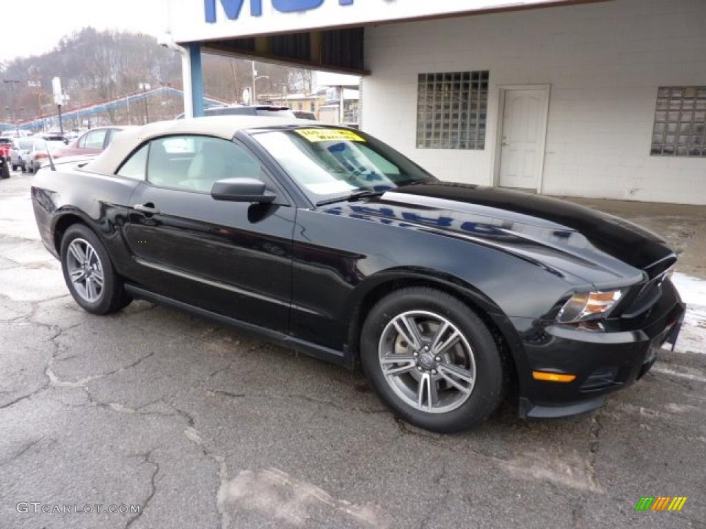 2011 Mustang V6 Premium Convertible - Ebony Black / Stone photo #2