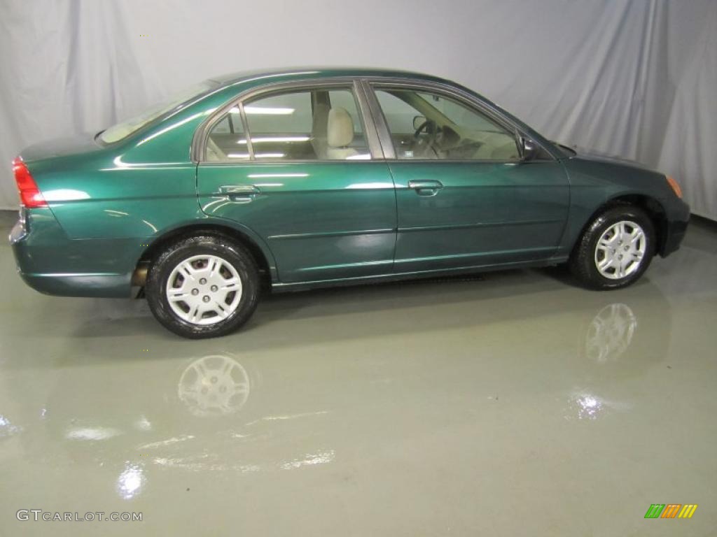 2002 Civic LX Sedan - Clover Green Metallic / Beige photo #11