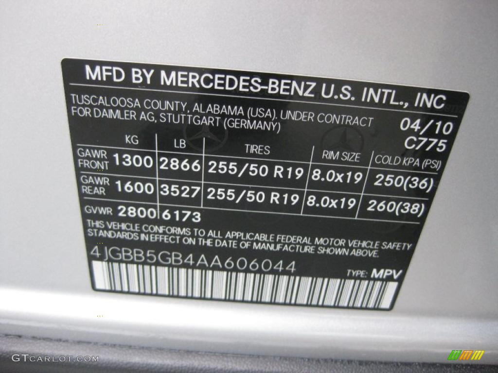 2010 ML Color Code 775 for Iridium Silver Metallic Photo #41555026