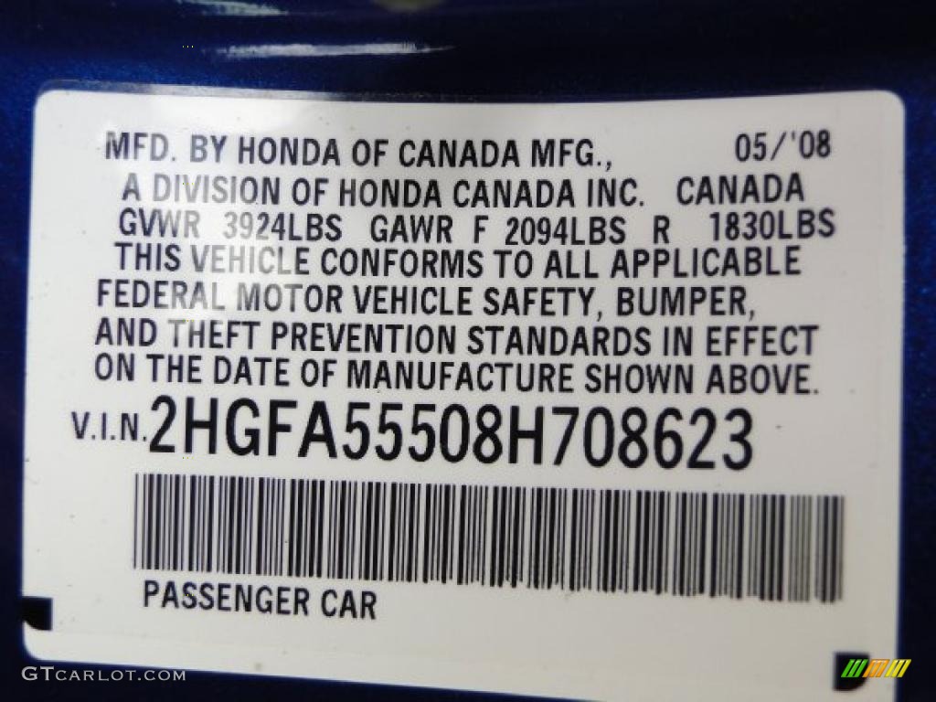 2008 Civic Si Sedan - Fiji Blue Pearl / Black photo #36