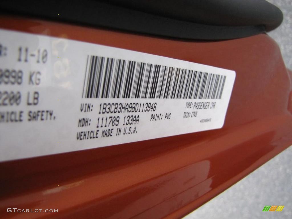 2011 Dodge Caliber Mainstreet Color Code Photos. 
