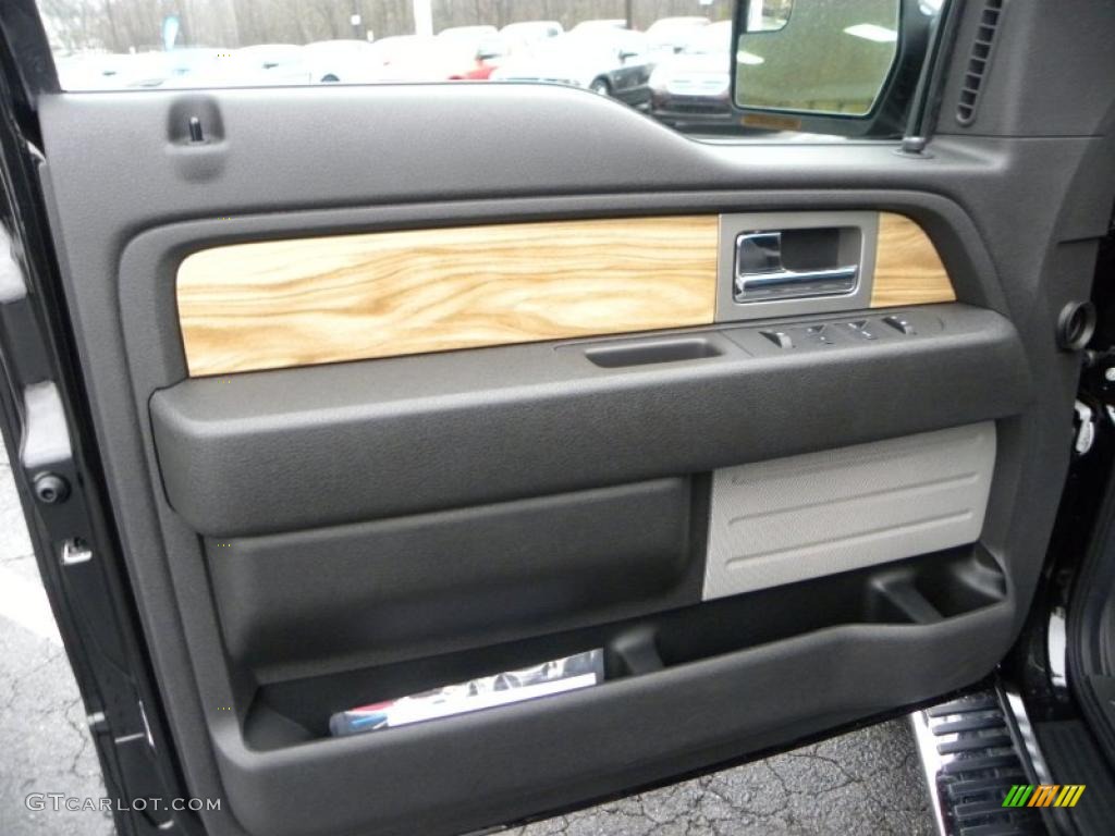 2011 Ford F150 Lariat SuperCrew 4x4 Black Door Panel Photo #41567859