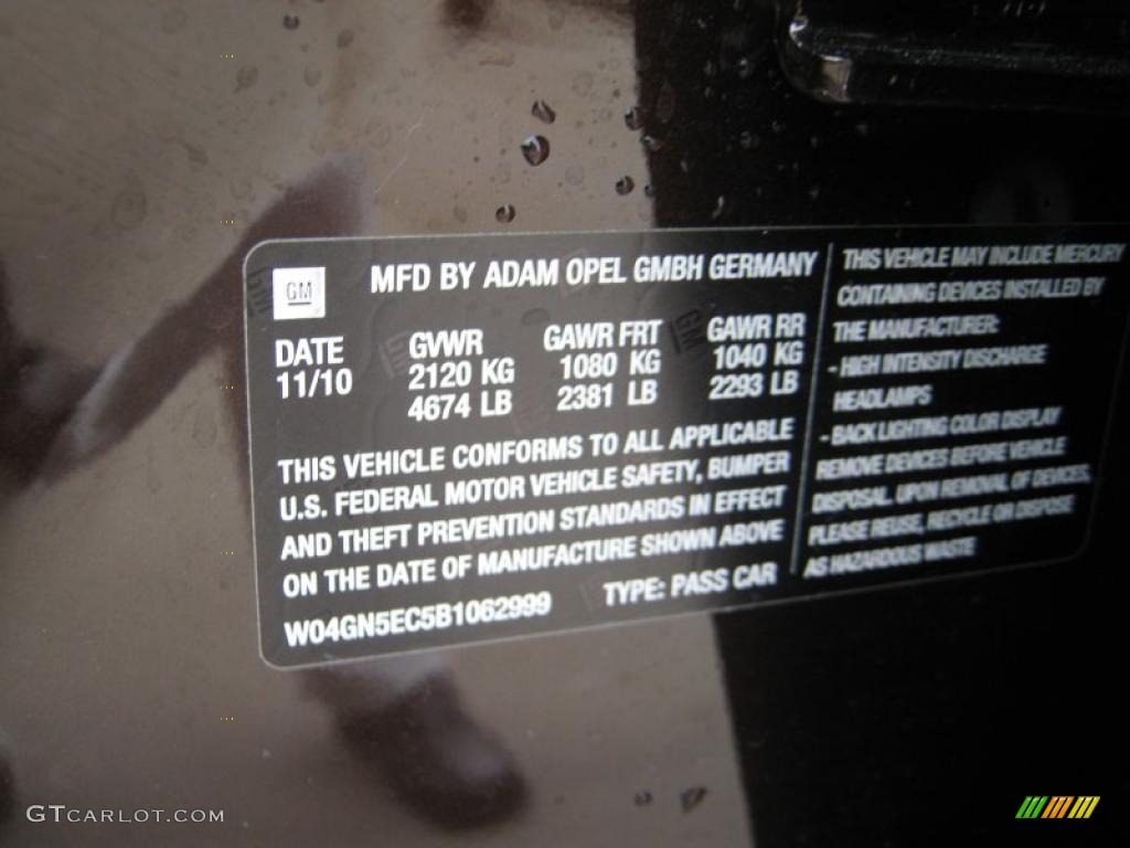 2011 Buick Regal CXL Info Tag Photo #41568035