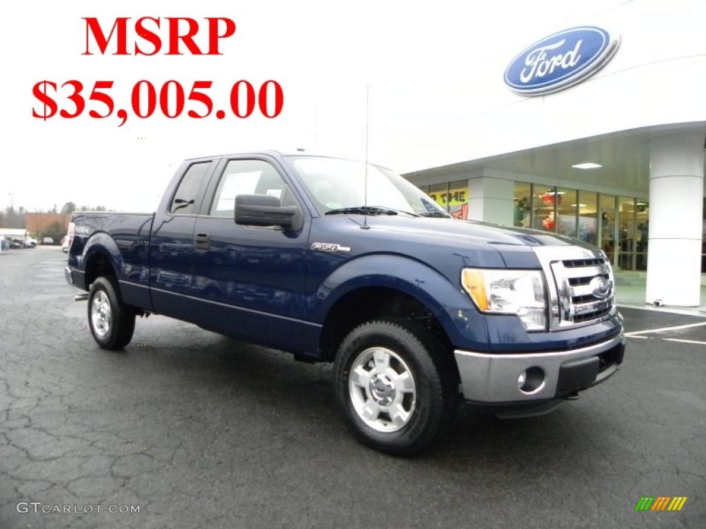 2011 F150 XLT SuperCab 4x4 - Dark Blue Pearl Metallic / Steel Gray photo #1