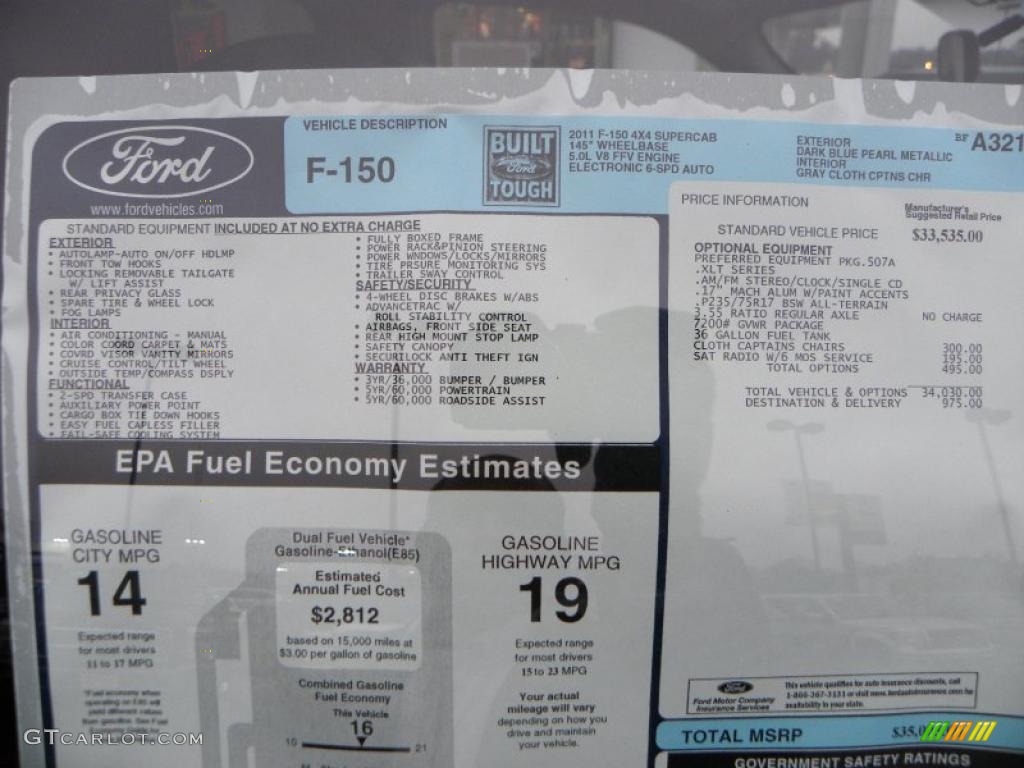 2011 Ford F150 XLT SuperCab 4x4 Window Sticker Photo #41568651