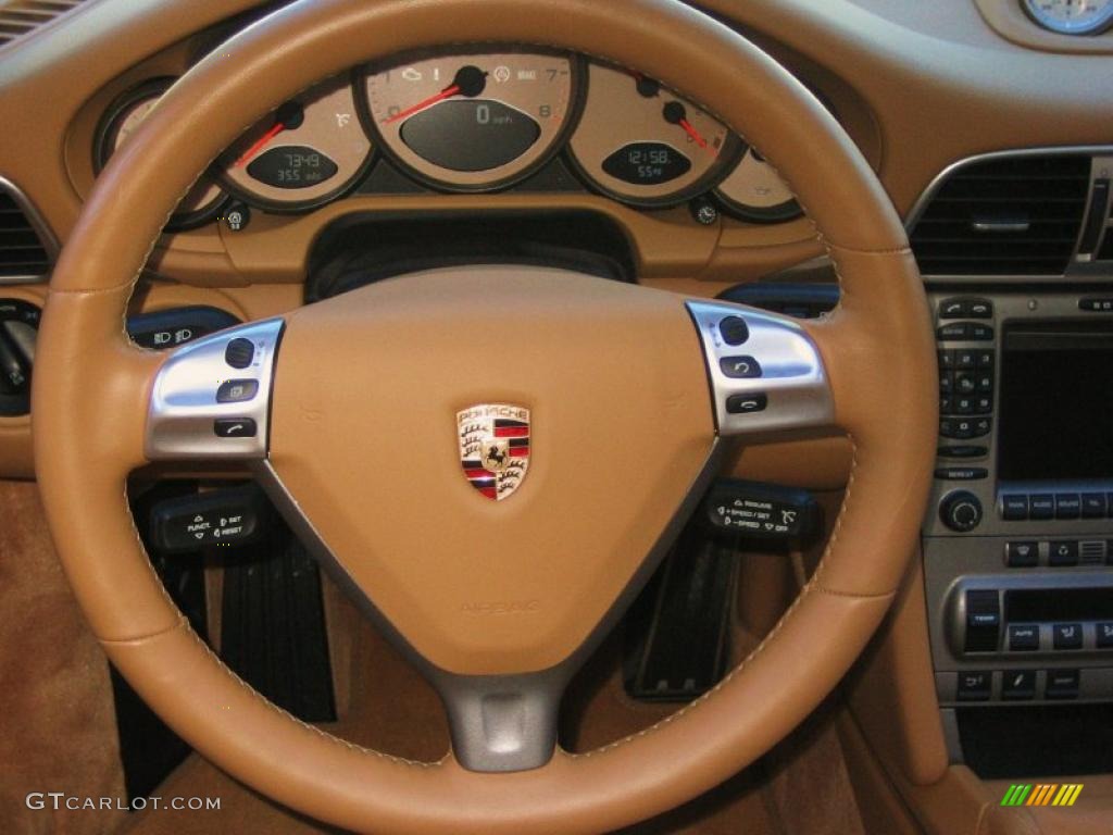 2008 Porsche 911 Carrera S Cabriolet Sand Beige Steering Wheel Photo #41579575