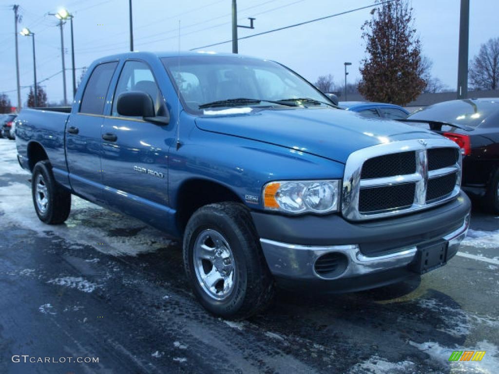 2003 Ram 1500 ST Quad Cab 4x4 - Atlantic Blue Pearl / Taupe photo #2