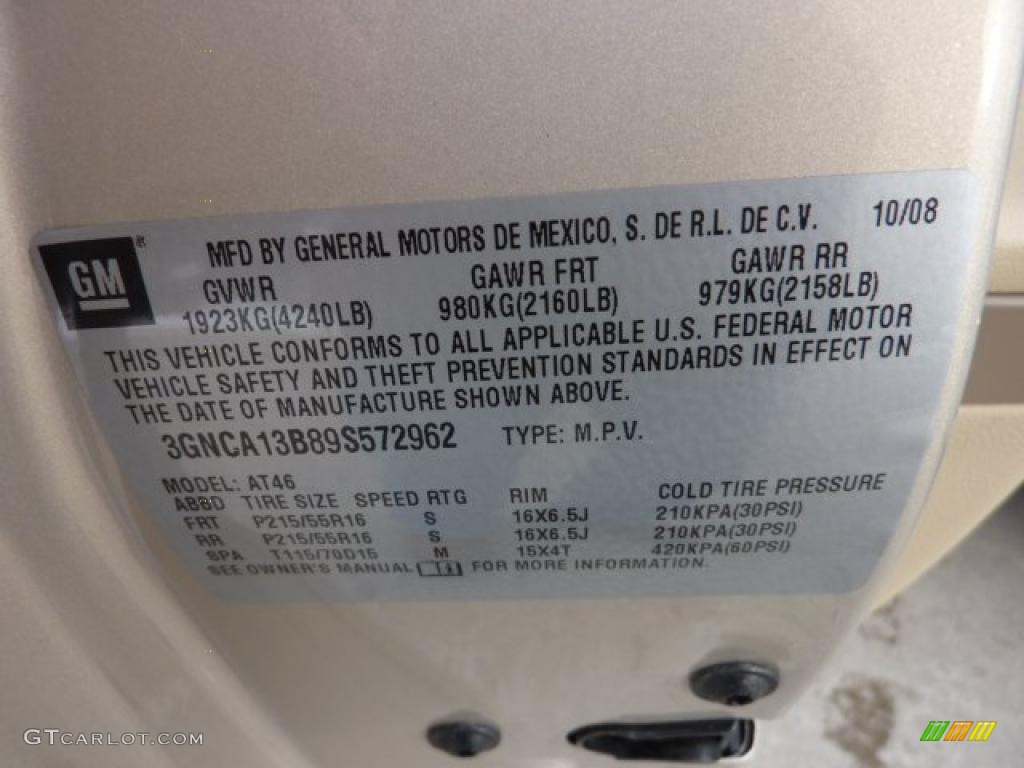 2009 HHR LS - Gold Mist Metallic / Cashmere photo #14