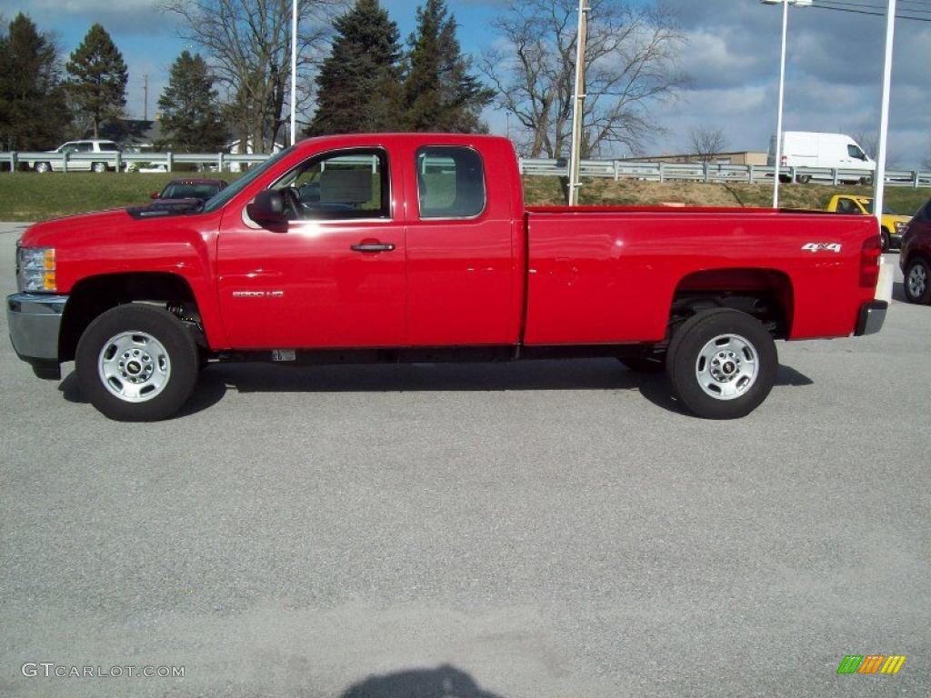 Victory Red 2011 Chevrolet Silverado 2500HD Extended Cab 4x4 Exterior Photo #41595517
