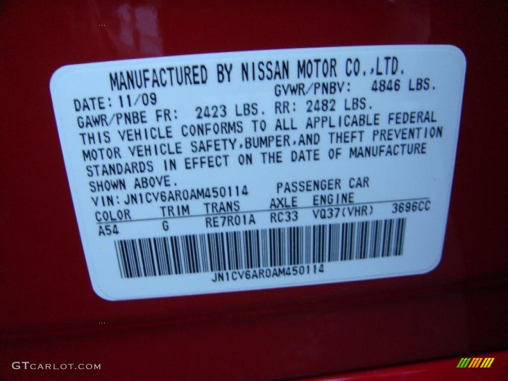 2010 G Color Code A54 for Vibrant Red Photo #41604329