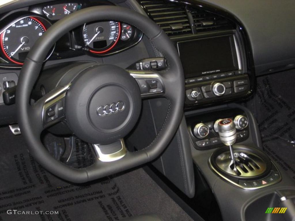 2011 Audi R8 Spyder 5.2 FSI quattro Black Fine Nappa Leather Steering Wheel Photo #41605749