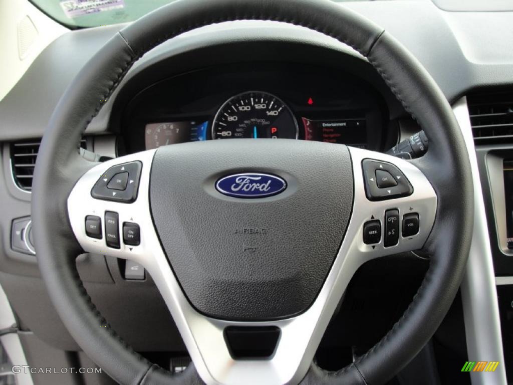 2011 Ford Edge Sport Charcoal Black/Silver Smoke Metallic Steering Wheel Photo #41606517