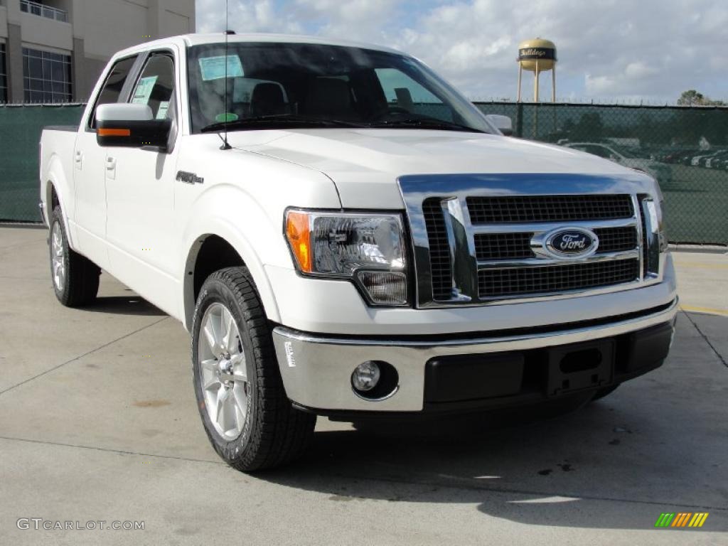 2011 F150 Lariat SuperCrew - White Platinum Metallic Tri-Coat / Pale Adobe photo #1