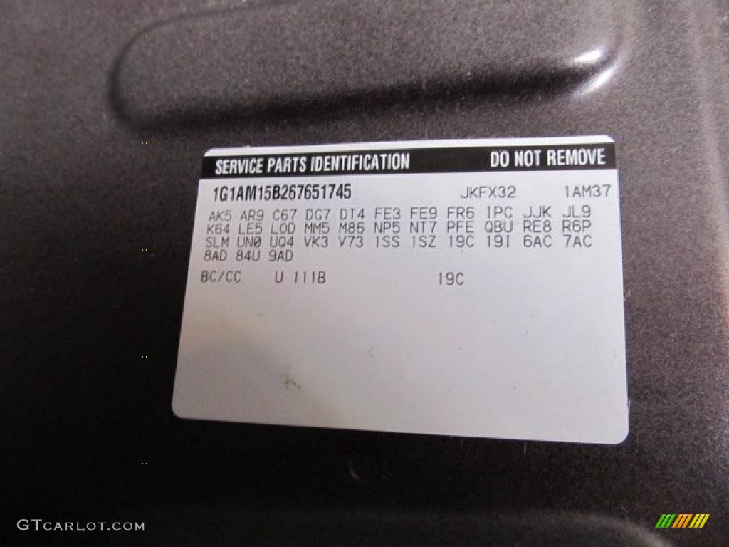 2006 Chevrolet Cobalt SS Coupe Info Tag Photo #41611448