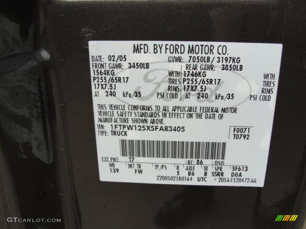 2005 F150 XLT SuperCrew - Dark Stone Metallic / Tan photo #36