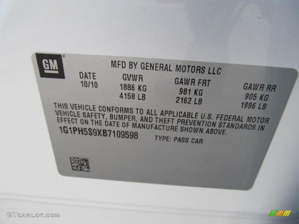2011 Chevrolet Cruze LTZ Info Tag Photo #41613836