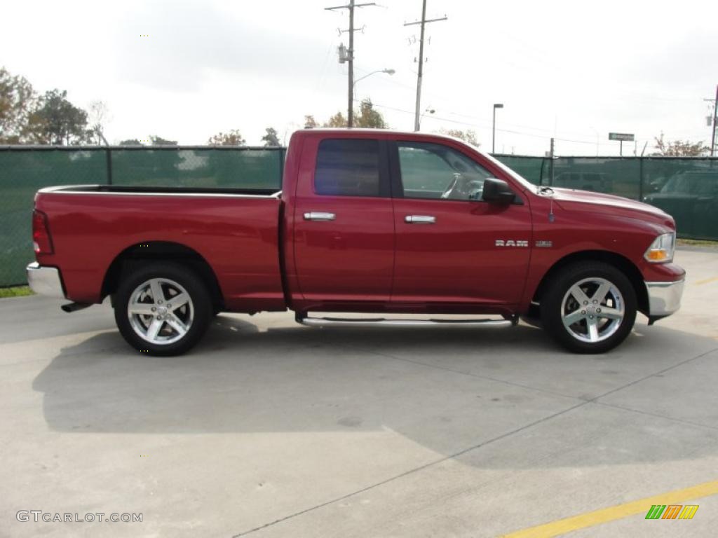 2009 Ram 1500 SLT Quad Cab - Inferno Red Crystal Pearl / Light Pebble Beige/Bark Brown photo #2