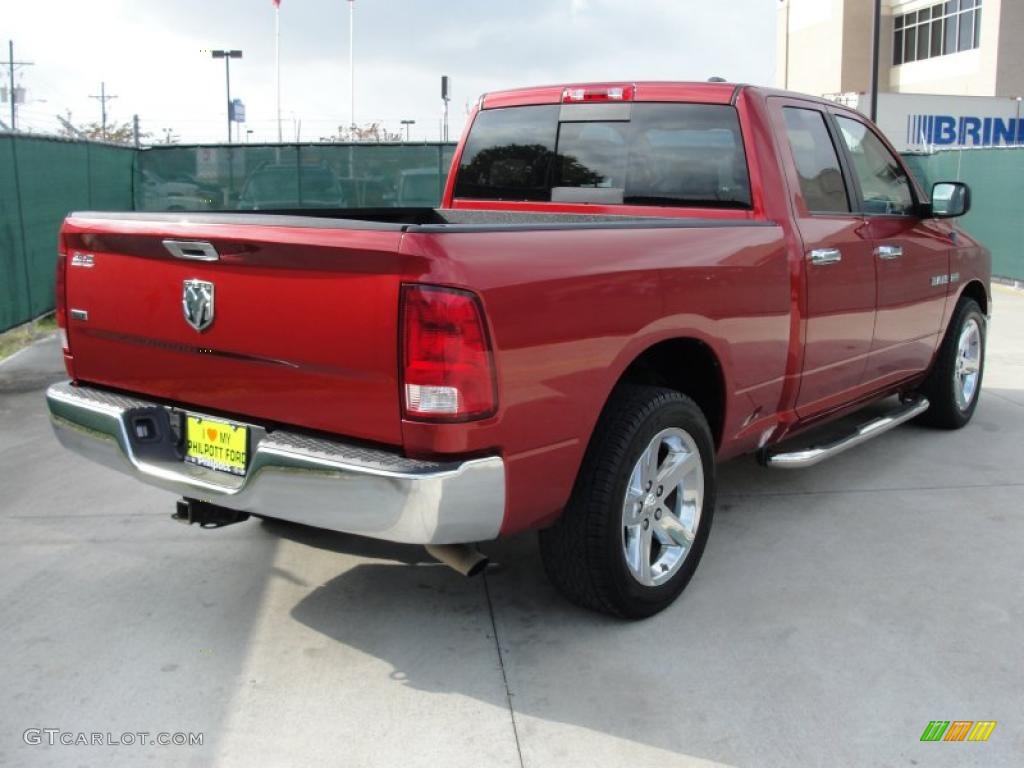 2009 Ram 1500 SLT Quad Cab - Inferno Red Crystal Pearl / Light Pebble Beige/Bark Brown photo #3