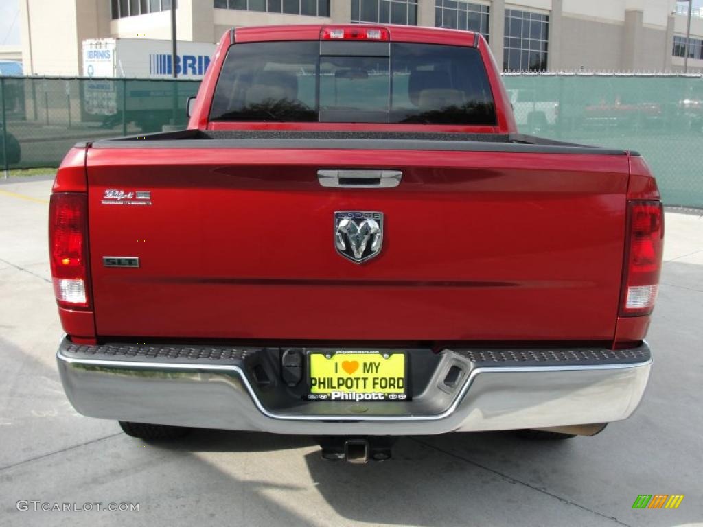 2009 Ram 1500 SLT Quad Cab - Inferno Red Crystal Pearl / Light Pebble Beige/Bark Brown photo #4