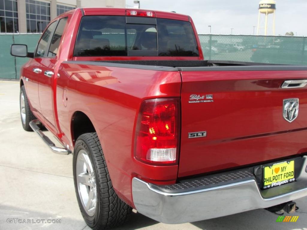 2009 Ram 1500 SLT Quad Cab - Inferno Red Crystal Pearl / Light Pebble Beige/Bark Brown photo #5