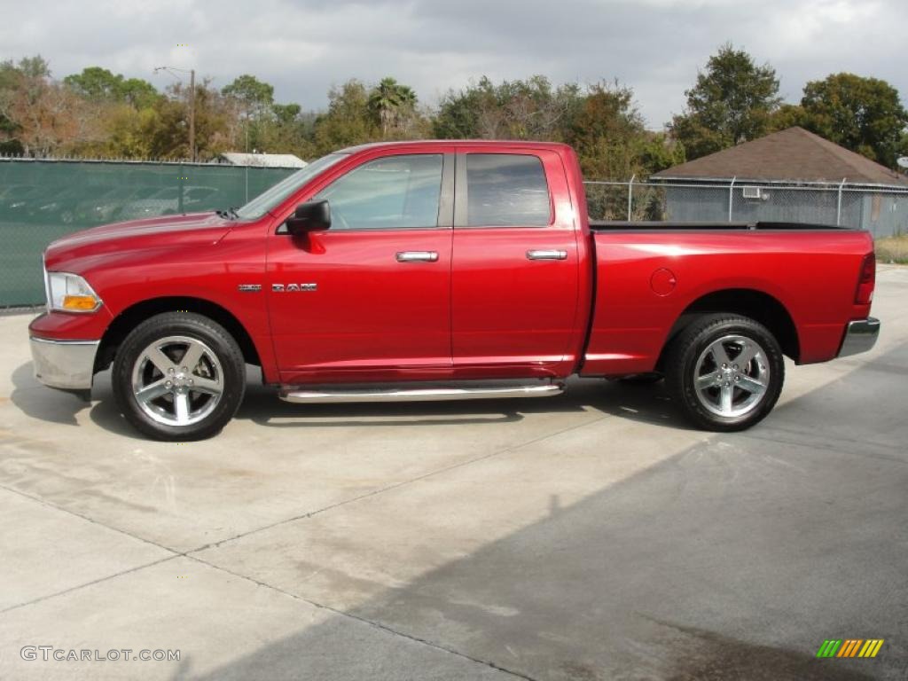 2009 Ram 1500 SLT Quad Cab - Inferno Red Crystal Pearl / Light Pebble Beige/Bark Brown photo #6