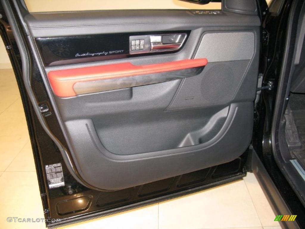 2011 Land Rover Range Rover Sport Autobiography Jet/Pimento Duo-Tone Door Panel Photo #41633879