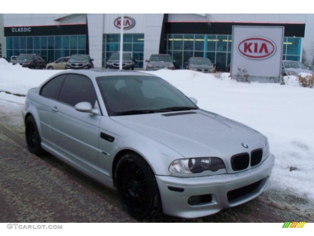 2002 M3 Coupe - Titanium Silver Metallic / Imola Red photo #1