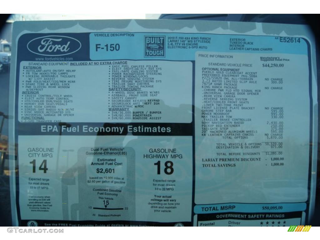 2010 Ford F150 King Ranch SuperCrew 4x4 Window Sticker Photos